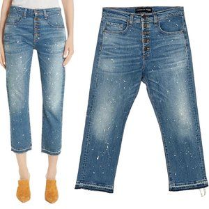 Veronica Beard Ines Paint Splatter Crop Girlfriend Jeans in Pipeline Size 29